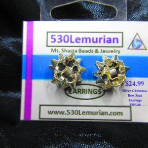 Silver Bow Christmas Festive Stud Earrings
